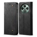 For OPPO Reno12 F 5G Global Denim Texture Casual Style Horizontal Flip Leather Case(Black)