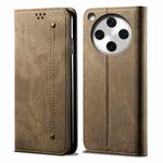 For OPPO Find X8 Denim Texture Casual Style Horizontal Flip Leather Case(Khaki)