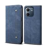 For OPPO A5x 4G / 5G Denim Texture Casual Style Horizontal Flip Leather Case(Blue)