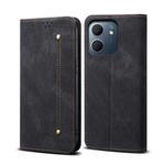 For OPPO A5x 4G / 5G Denim Texture Casual Style Horizontal Flip Leather Case(Black)