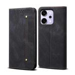 For OPPO Reno14 5G Global Denim Texture Casual Style Horizontal Flip Leather Case(Black)
