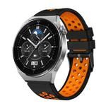 For Huawei Watch GT3 Pro 46mm Two Color Round Hole Silicone Watch Band(Black Orange)