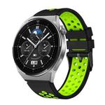 For Huawei Watch GT3 Pro 46mm Two Color Round Hole Silicone Watch Band(Black Green)