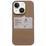 For iPhone 14 Plus Painted Pattern Skin-friendly PC Phone Case(Coffee-Beige Label)