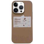 For iPhone 14 Pro Painted Pattern Skin-friendly PC Phone Case(Coffee-Beige Label)