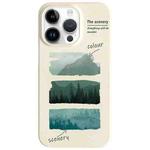 For iPhone 14 Pro Painted Pattern Skin-friendly PC Phone Case(Beige-Green Watercolor)