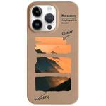 For iPhone 14 Pro Painted Pattern Skin-friendly PC Phone Case(Coffee-Orange Watercolor)