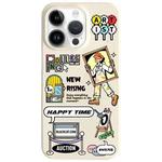 For iPhone 14 Pro Max Painted Pattern Skin-friendly PC Phone Case(Happy Time)