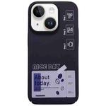 For iPhone 13 Painted Pattern Skin-friendly PC Phone Case(Purple+Label)
