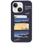 For iPhone 13 Painted Pattern Skin-friendly PC Phone Case(Purple+Sunset)