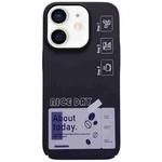 For iPhone 12 Painted Pattern Skin-friendly PC Phone Case(Purple+Label)