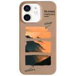 For iPhone 12 Painted Pattern Skin-friendly PC Phone Case(Coffee-Orange Watercolor)
