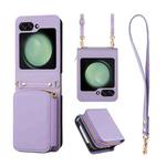 For Samsung Galaxy Z Flip5 Multifunctional Card Bag Phone Case(Purple)