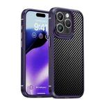 For iPhone 15 Pro Max iPAKY MG Series Carbon Fiber PC + TPU Protective Phone Case(Purple)