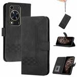 For Huawei Enjoy 70 Cubic Skin Feel Flip Leather Phone Case(Black)