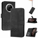 For Huawei Mate 70 Cubic Skin Feel Flip Leather Phone Case(Black)