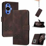 For Huawei nova 12s Cubic Skin Feel Flip Leather Phone Case(Brown)