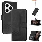 For Huawei Pura 80 5G Cubic Skin Feel Flip Leather Phone Case(Black)