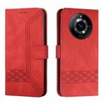 For Realme 11 Pro Cubic Skin Feel Flip Leather Phone Case(Red)