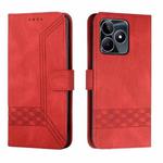 For Realme C53 Cubic Skin Feel Flip Leather Phone Case(Red)
