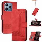 For Realme C63 / C61 Global Cubic Skin Feel Flip Leather Phone Case(Red)