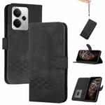 For Realme 14 / P3 5G Global Cubic Skin Feel Flip Leather Phone Case(Black)