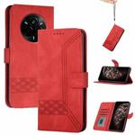 For Realme 14 Pro Cubic Skin Feel Flip Leather Phone Case(Red)