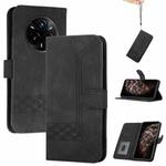 For Realme 14 Pro+ Cubic Skin Feel Flip Leather Phone Case(Black)