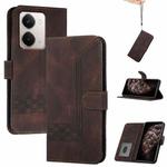 For Realme P3 Ultra 5G Cubic Skin Feel Flip Leather Phone Case(Brown)