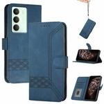 For Realme 14x Global Cubic Skin Feel Flip Leather Phone Case(Blue)