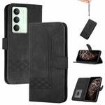 For Realme 14x Global Cubic Skin Feel Flip Leather Phone Case(Black)