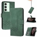 For Realme 14x Global Cubic Skin Feel Flip Leather Phone Case(Green)