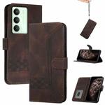 For Realme 14x Global Cubic Skin Feel Flip Leather Phone Case(Brown)
