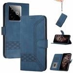 For Realme GT 7 India Cubic Skin Feel Flip Leather Phone Case(Blue)