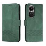 For OPPO Reno10 5G / Reno10 Pro 5G Global Cubic Skin Feel Flip Leather Phone Case(Green)