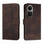 For OPPO Reno10 5G / Reno10 Pro 5G Global Cubic Skin Feel Flip Leather Phone Case(Brown)