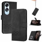 For OPPO A60 Cubic Skin Feel Flip Leather Phone Case(Black)
