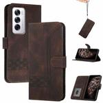 For OPPO Reno12 Global Cubic Skin Feel Flip Leather Phone Case(Brown)