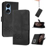 For OPPO A1 Pro / Reno8 T 5G Global Cubic Skin Feel Flip Leather Phone Case(Black)