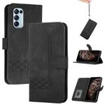 For OPPO Reno5 4G / 5G / Find X3 Lite Cubic Skin Feel Flip Leather Phone Case(Black)