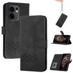 For OPPO Reno13 F 4G / 5G Cubic Skin Feel Flip Leather Phone Case(Black)