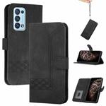 For OPPO Reno6 Pro+ 5G Cubic Skin Feel Flip Leather Phone Case(Black)