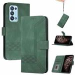 For OPPO Reno6 Pro+ 5G Cubic Skin Feel Flip Leather Phone Case(Green)