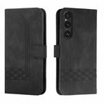 For Sony Xperia 1 V 2023 Cubic Skin Feel Flip Leather Phone Case(Black)