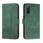 For Sony Xperia 10 V 2023 Cubic Skin Feel Flip Leather Phone Case(Green)