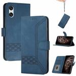 For Sony Xperia 10 VI Cubic Skin Feel Flip Leather Phone Case(Blue)