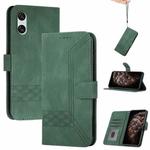 For Sony Xperia 10 VI Cubic Skin Feel Flip Leather Phone Case(Green)