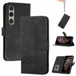 For Sony Xperia 1 VI Cubic Skin Feel Flip Leather Phone Case(Black)