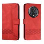For Honor Magic5 Pro Cubic Skin Feel Flip Leather Phone Case(Red)