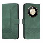 For Honor X50 Cubic Skin Feel Flip Leather Phone Case(Green)